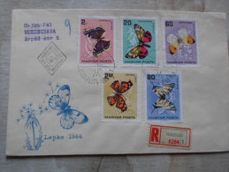 Delcampe - Hungary-  FDC - Registered Cover - Mabeosz -  1966 LEPKE   Butterfly - Papillon    D130019 - FDC