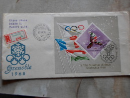 Delcampe - Hungary- FDC - -MABEOSZ   Registered Cover - Olympic Games  GRENOBLE   1968  Hockey   D130091 - FDC