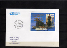 Färöer  1997  -  FDC Mit Block Königin Margarete II - Faroe Islands