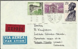 Delcampe - MADRID CC A COLOMBIA MAT MESA URGENTE MADRID SELLOS GEOLOGIA ARQUITECTURA NUÑEZ DE BALBOA - Eilbriefmarken