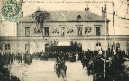 CPA 41 GARE DE VENDOME ARRIVEE DE M. SIMYAN SOUS SECRETAIRE D ETAT DES POSTES 1907 - Vendome