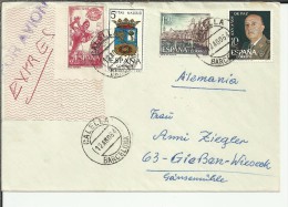 CALELLA BARCELONA CC URGENTE SELLOS FRANCO XXV AÑOS DE PAZ BAIL GERONA AL DORSO MAT LLEGADA - Eilbriefmarken