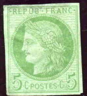 FRANCE - 1872-77 - Cérès - N° 17 - 5 C. Vert S. Azuré - (Neuf Lavé) - Cérès