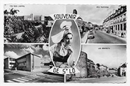 Delcampe - ST LO EN 1962 - N° 1735 - MULTIVUES - PLI VERTICAL A DROITE - CARTE FORMAT CPA VOYAGEE - Saint Lo