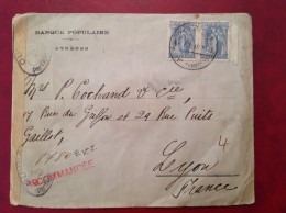 ATHENES Pour LYON  / Grece Recommandé Banque Populaire  Censure Militaire WWI / Cachet De Cire - Otros & Sin Clasificación