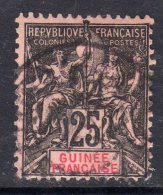 Guinée Française N° 8 O , Type Groupe, 25 C. Noir Sur Rose,  Faible Oblitération  Sinon TB - Usados