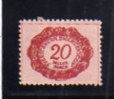 LIECHTENSTEIN 1920 SEGNATASSE CIFRA  NUMERAL POSTAGE DUE TASSE TAXE H 20 CENT. MH - Taxe