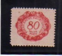 LIECHTENSTEIN 1920 SEGNATASSE CIFRA  NUMERAL POSTAGE DUE TASSE TAXE H 80 CENT. MH - Impuesto