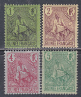 Guinée Française N° 18 / 21 X , Type Berger Pulas, Les 4 Valeurs  Trace De Charnière Sinon TB - Unused Stamps