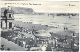 Spa Promenade & Bay With Fishing Fleet, Scarborough Black & White Postcard 1906 - Scarborough