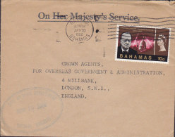 Bahamas CIVIL AVIATION DEPARTMENT On Her Majesty´s Service NASSAU 1966 Cover Brief LONDON 10d. Churchill Stamp - 1963-1973 Autonomie Interne