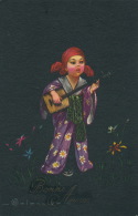 Delcampe - ENFANTS - LITTLE GIRL - Jolie Carte Fantaisie Fillette Japonaise Musicienne De "Bonne Année" Signée  COLOMBO - Colombo, E.