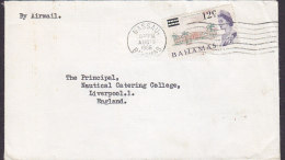 Bahamas By Airmail NASSAU 1966 Cover Brief LIVERPOOL England 12c. On 10d. QEII Overprinted Stamp - 1963-1973 Autonomie Interne