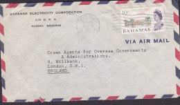 Bahamas VIA AIR MAIL, BAHAMAS ELECTRICAL Corp., NASSAU 1966 Cover Brief LONDON England 10d. QEII Stamp - 1963-1973 Autonomie Interne