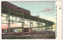 Elevated R.R. Curve At 110th Street, New York - 1909 - Transportes