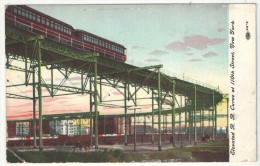 Elevated R.R. Curve At 110th Street, New York - 1909 - Transports
