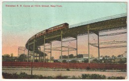 Elevated R.R. Curve At 110th Street, New York - 1909 - Transportes