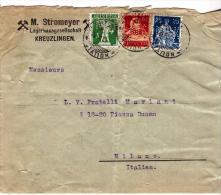 Helvetia: Umschlag Für Mailand; Ja Stempel Ankunft; Porto Perfin - Perforadas