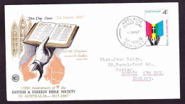 Australia - 1967 - British And Foreign Bible Society 150th Anniversary - FDC - Brieven En Documenten