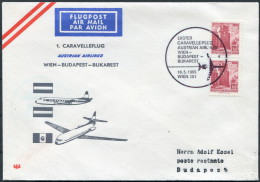 1965 Austria Hungary AUA First Flight Cover Wien - Budapest - First Flight Covers
