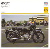 Delcampe - Vincent 1000cm Rapide Series C  -  1952  -  Fiche Technique Moto (Grande-Bretagne) - Autres & Non Classés