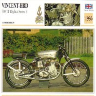 Delcampe - Vincent-H.R.D. 500cm TT Replica Series B  -  1936  -  Fiche Technique Moto (Grande-Bretagne) - Autres & Non Classés