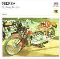 Delcampe - Wilkinson 850cm Touring  -  1912  -  Fiche Technique Moto (Grande-Bretagne) - Autres & Non Classés