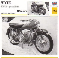 Delcampe - Wooler 500cm WFF1 Quatre Cylindres Prototype  -  1953  -  Fiche Technique Moto (Grande-Bretagne) - Autres & Non Classés