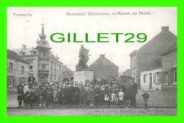 FRAMERIES, BELGIQUE - MONUMENT DEFUISSEAUX & MAISON DU PEUBLE - ANIMÉE - COMMISSION CORTÈGE - IMP. LEDENT-BOUSSU - - Frameries