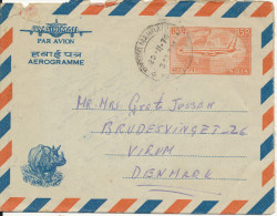 India Aerogramme Sent To Denmark 20-11-1970 - Luchtpostbladen