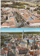 Delcampe - Cpsm 40 Tartas Lot De 2 Cartes- Vue Aérienne-place Gambetta-l'église (non Circulé) - Tartas