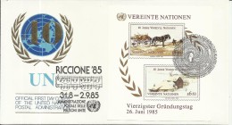 RICCIONE 85 UNITED NATIONS AUSTRIA VIENNA WIEN - ONU - UN - UNO 1985 ANNIVERSARIO ANNIVERSARY ANNIVERSAIRE FDC - FDC