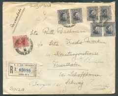 Delcampe - URUGUAY 1945 Registered Cover To Switzerland. - 10152 - Uruguay