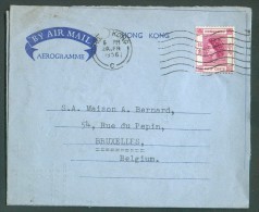 Postal Stationery AEROGRAMME 50 Cents Purple Elizabeth Cancelled HONG KONG 20 APR. 1956 To Brussels (Belgium) - 10154 - Covers & Documents