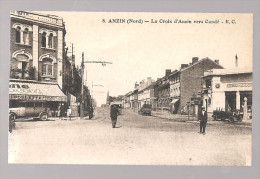 Carte Postale Nord, Anzin, La Croix D'Anzin Vers Condé, Belle Animée, Station-service L'économique à Droite - Anzin