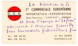 Delcampe - Carte Commerciale C.C.E., Compagnie Commerciale Européenne, Marseille - Werbung