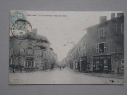 Delcampe - Ref4034 JU CPA Animée De Bellac (Limousin) - Rue Du Coq - Epicerie Marsaudon - Hotel Gendraud 1908 - Geschäfte