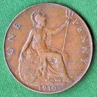 1 PIECE ANGLETERRE ONE PENNY 1910 EDWARDUS VII DEI. GRA. BRITT. OMN. REX. FID. DEF. IND. IMP. N° 106 - Autres & Non Classés