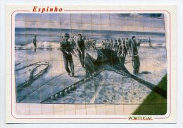 Delcampe - ESPINHO - Cena De Pesca Em Azulejos  (2 Scans) - Aveiro