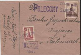 Pol142/POLEN -  Not-R-Zettel + Stempel Skoczow 1945 - Covers & Documents