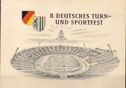 Gedenkblatt 1956 2.Sportfest Leipzig DDR 530/3 GBl.A6/10 SST 20€ Stadion Hürden-Lauf Speerwurf Sport Document Of Germany - Andere & Zonder Classificatie