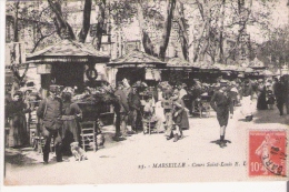 MARSEILLE 25 COURS SAINT LOUIS (MARCHE AUX FLEURS) BELLE ANIMATION 1916 - Ambachten