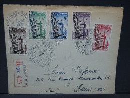 FRANCE- TUNISIE  LETTRE EN RECOMMANDEE OBL FOIRE INTERNATIONALE DE TUNIS  1953 POUR PARIS  A VOIR   LOT P3594 - Storia Postale