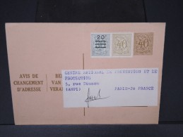 BELGIQUE - ENTIER POSTAL AVEC COMPLEMENT POUR CHANGEMENT D ADRESSE ( Pliee Au Centre)   A VOIR  LOT P3606 - Cartes Postales 1951-..