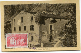 ANDORRE CARTE MAXIMUM DU N°104 LA MAISON DES VALLEES OBLITERATION 30-?-45  ANDORRE LA VIEILLE - Cartes-Maximum (CM)