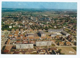 Delcampe - CP AIRE SUR LA LYS, VUE GENERALE AERIENNE ET LE GROUPE SCOLAIRE, ECOLE, PAS DE CALAIS 62 - Aire Sur La Lys