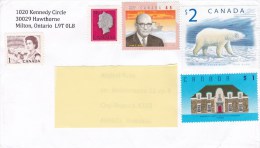 2014 Canada - Nice Cover Sent To Romania 5 Stamps Bear Building Fauna People Stationery Entier - 1953-.... Règne D'Elizabeth II