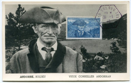 ANDORRE CARTE MAXIMUM DU N°115  20F. VIGUIER ET LE LAC DE............OBLITERATION 31-1-46 SOLDEU - Maximumkaarten