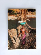 Delcampe - Carte Postale Ancienne : Couleurs D´ Afrique : Pont De Liane, Toute Jeune Fille , Seins Nus - Non Classés