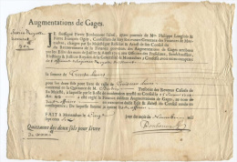 Beau Document De 1706 "Augmentations De Gages" Fait à Montauban (Tarn Et Garonne) XVIIIème Siècle - ... - 1799